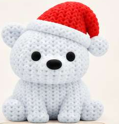 Urso polar crochê 3D — pequeno