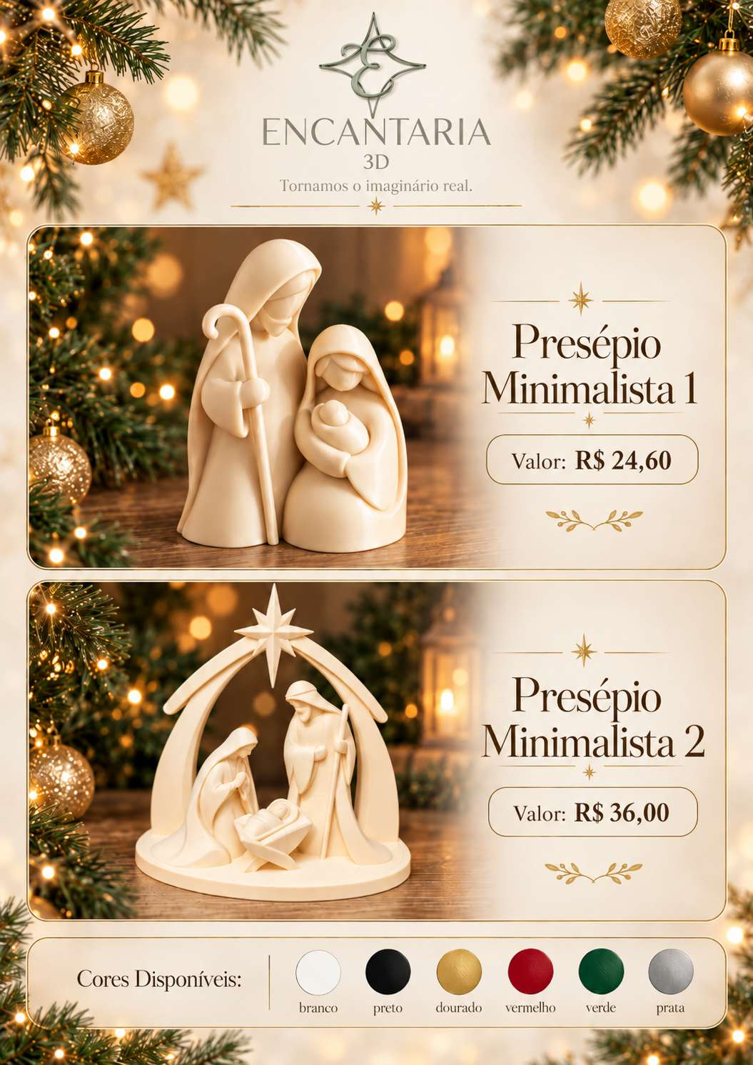 Página 10 do catálogo original Encantaria 3D: Presépios minimalistas