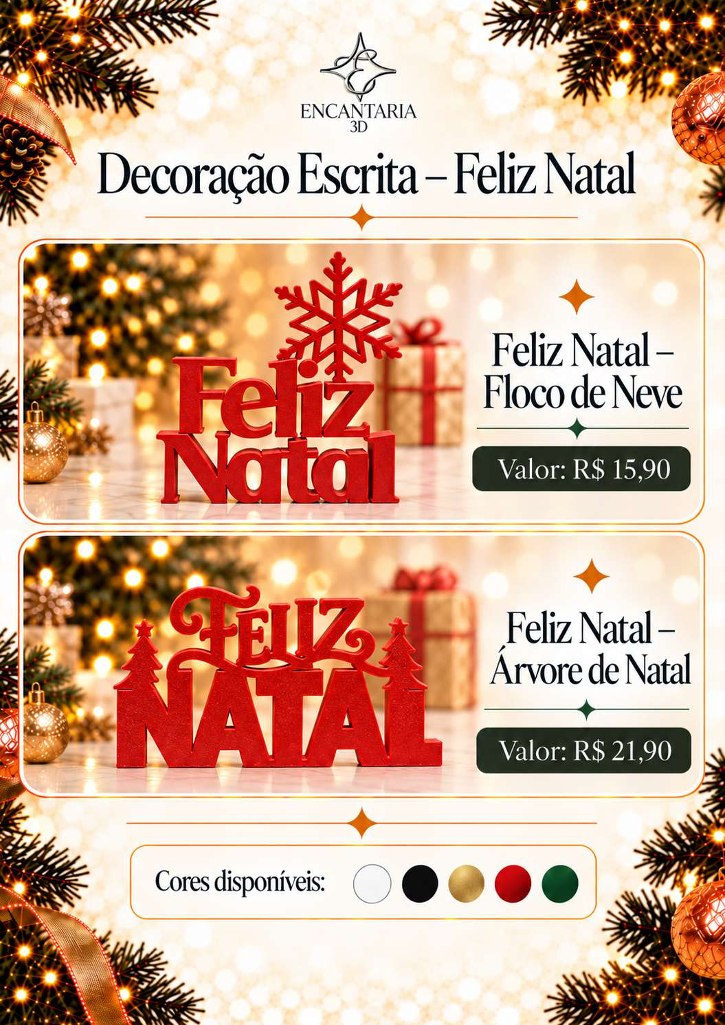 Página 17 do catálogo original Encantaria 3D: Decoração escrita Feliz Natal