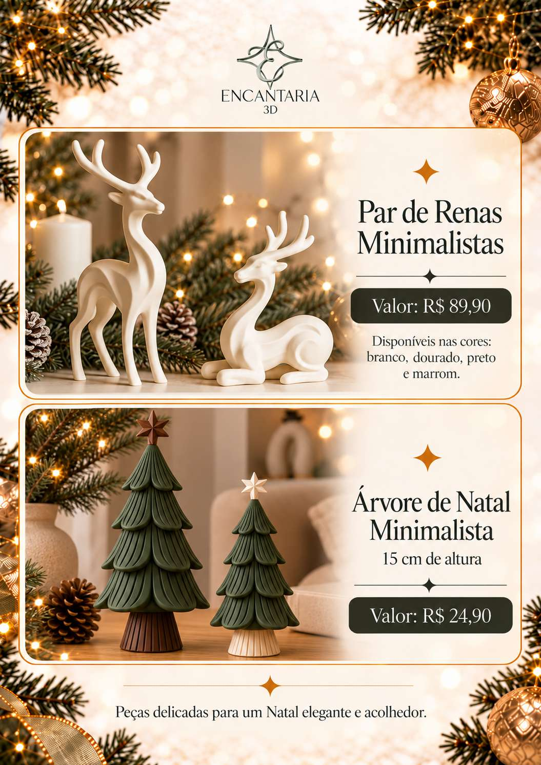 Página 22 do catálogo original Encantaria 3D: Renas e árvore minimalistas